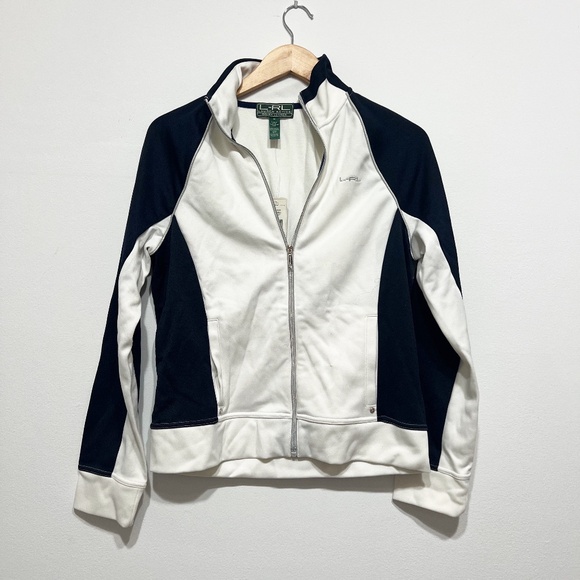 NEW Ralph Lauren Women's L-RL Active Full Zip Athletic Track Jacket Blue White M - Picture 1 of 4